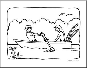 Clip Art: Rowboat (coloring page)