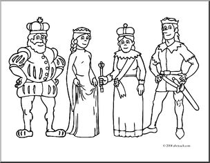Clip Art: Royal Family (coloring page)