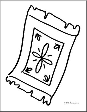 Clip Art: Basic Words: Rug (coloring page)