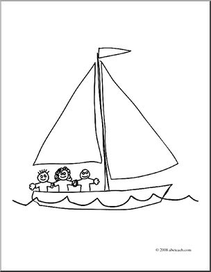 Clip Art: Sailboat 2 (coloring page)