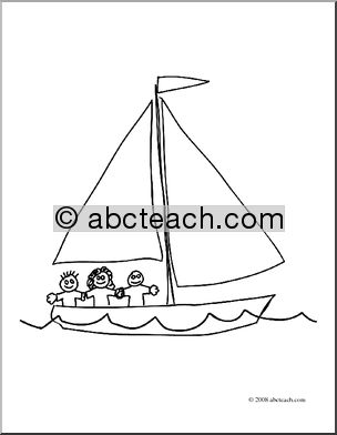 Clip Art: Sailboat 2 (coloring page)