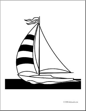 Clip Art: Sailboat (coloring page)