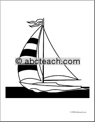 Clip Art: Sailboat (coloring page)