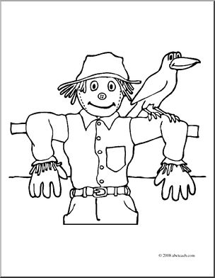 Clip Art: Scarecrow 1 (coloring page)
