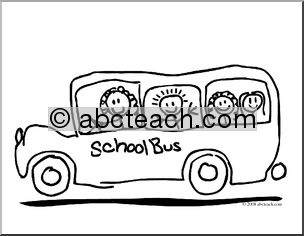 Clip Art: School Bus 3 (coloring page)
