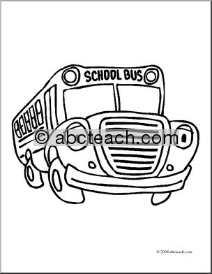 Clip Art: School Bus 1 (coloring page) I abcteach.com