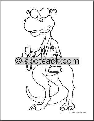 Clip Art: Scienceaurus (coloring page)
