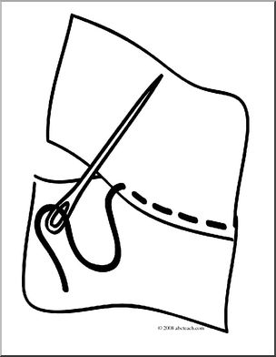 Clip Art: Basic Words: Sew (coloring page)