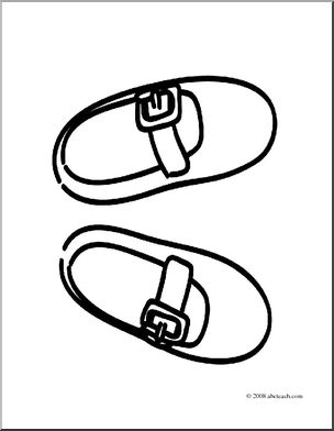 Clip Art: Basic Words: Shoes (coloring page)