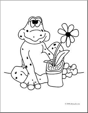 Clip Art: Cartoon Frog 1 (coloring page)