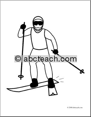 Clip Art: Cross Country Skiing 2 (coloring page)
