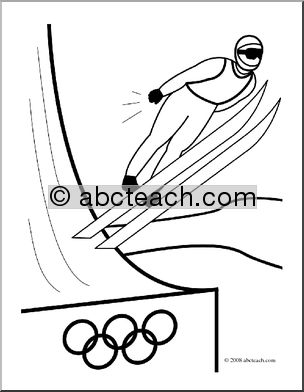 Clip Art: Winter Olympics: Ski Jumping (coloring page)