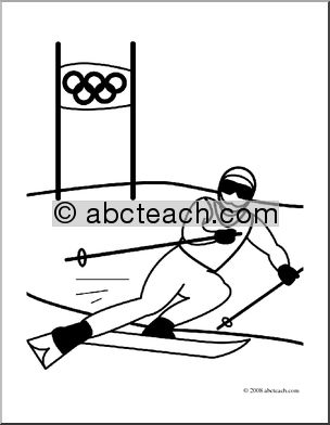 Clip Art: Skiing 2 (coloring page)