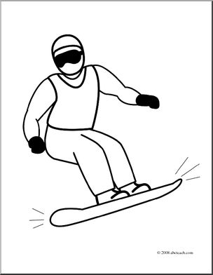 Clip Art: Snowboarding 2 (coloring page)