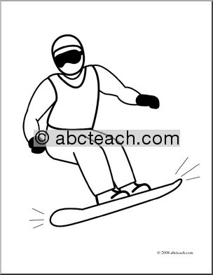 Clip Art: Snowboarding 2 (coloring page)