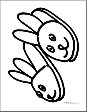 Clip Art: Basic Words: Slippers (coloring page)
