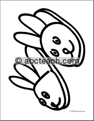 Clip Art: Basic Words: Slippers (coloring page)