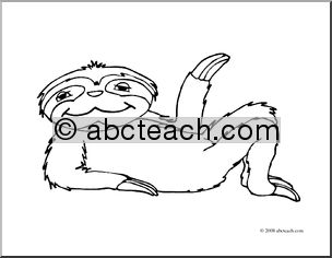 Clip Art: Cartoon Sloth (coloring page)