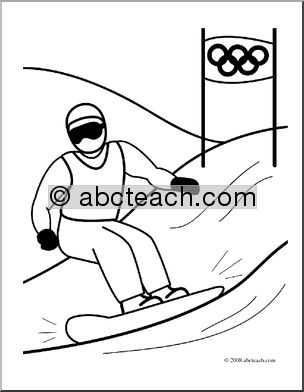 Clip Art: Winter Olympics: Snowboarding (coloring page)