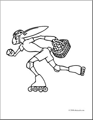 Easter Bunny on Skates (coloring page)