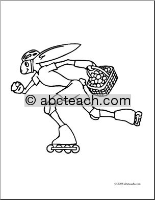 Easter Bunny on Skates (coloring page)