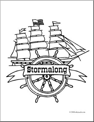 Clip Art: US Folklore: Stormalong (coloring page)