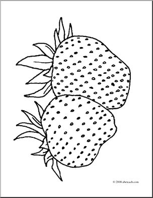 Clip Art: Fruit: Realistic Strawberries (coloring page)