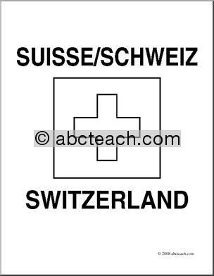 Clip Art: Flags: Switzerland (coloring page)