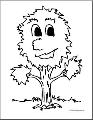 Clip Art: Talking Tree (coloring page)