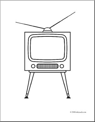 Clip Art: Old Television (coloring page)