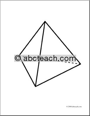 Clip Art: 3D Solids: Tetrahedron (coloring page)