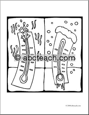Clip Art: Hot and Cold (coloring page)