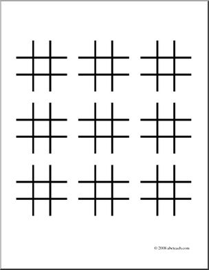 Clip Art: Tic-Tac-Toe Blank Squares (coloring page)