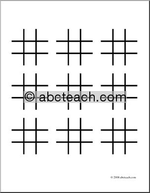 Clip Art: Tic-Tac-Toe Blank Squares (coloring page)