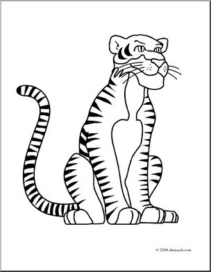 Clip Art: Cartoon Tiger (coloring page)
