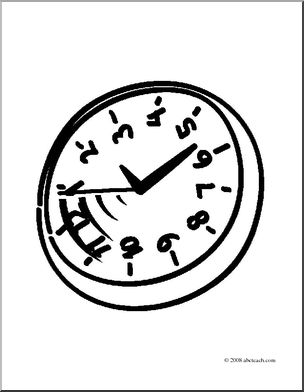 Clip Art: Basic Words: Time (coloring page)