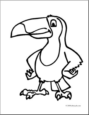 Clip Art: Cartoon Toucan (coloring page)
