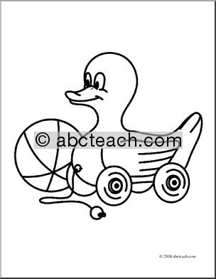 Clip Art: Toy Duck (coloring page)