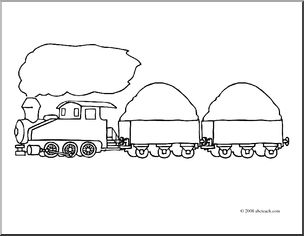 Clip Art: Train (coloring page)