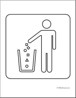 Clip Art: Signs: Trash Receptacle (coloring page)