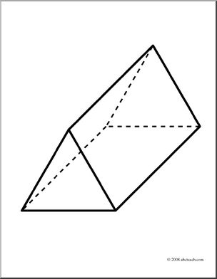 Clip Art: 3D Solids: Triangular Prism (coloring page)