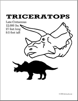 Clip Art: Dinosaurs: Triceratops (coloring page)