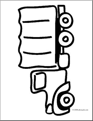 Clip Art: Basic Words: Truck (coloring page)
