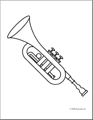 Clip Art: Trumpet (coloring page)