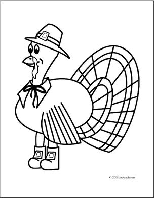 Clip Art: Thanksgiving Turkey (coloring page)