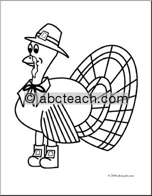 Clip Art: Thanksgiving Turkey (coloring page)