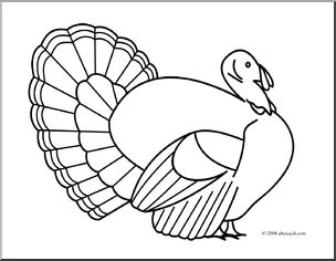 Clip Art: Turkey 2 (coloring page)