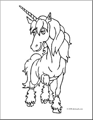 Clip Art: Unicorn (coloring page)