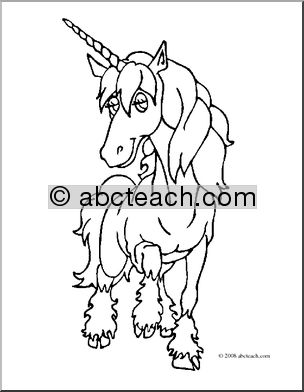 Clip Art: Unicorn (coloring page)