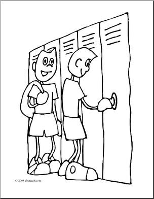 Clip Art: Cartoon School Scene: Classroom 02 (coloring page)